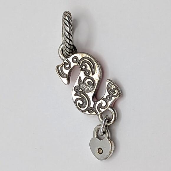 Brighton Pink White Swirl Enamel 'S' Letter Initial Alphabet Charm Pendant - Picture 3 of 3